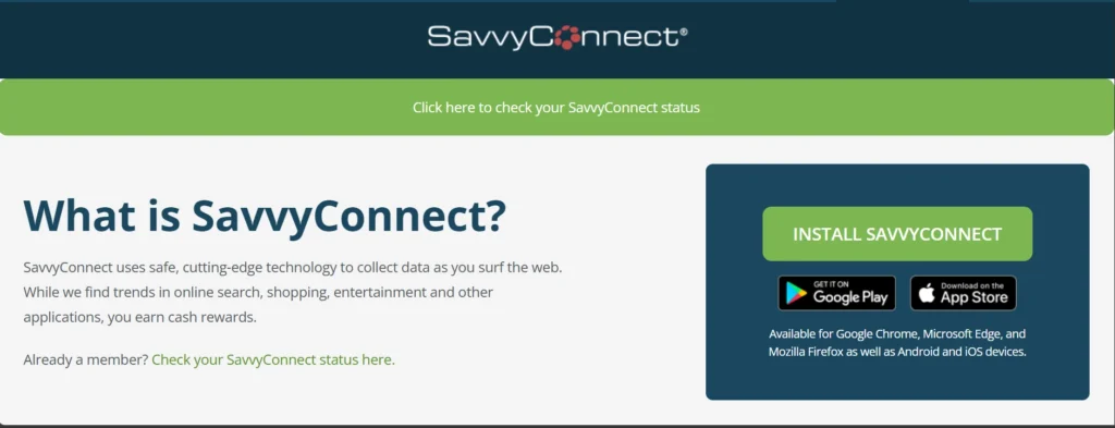 Savvyconnect app dashboard